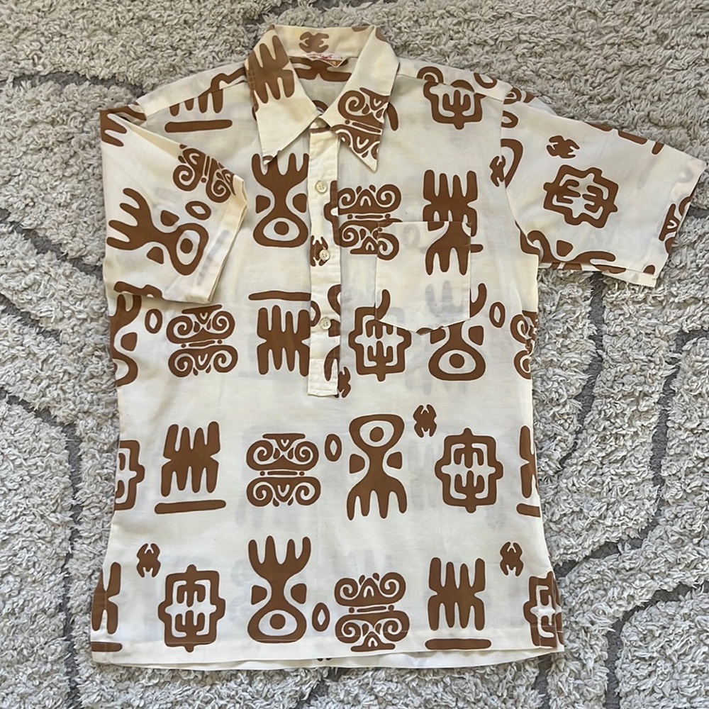 Vintage! JANTZEN Hawaiian Shirt Half Button Size Large